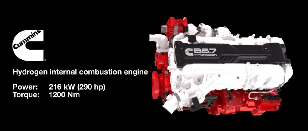 The 6.7-liter Cummins ISB (Interact System B) hydrogen engine